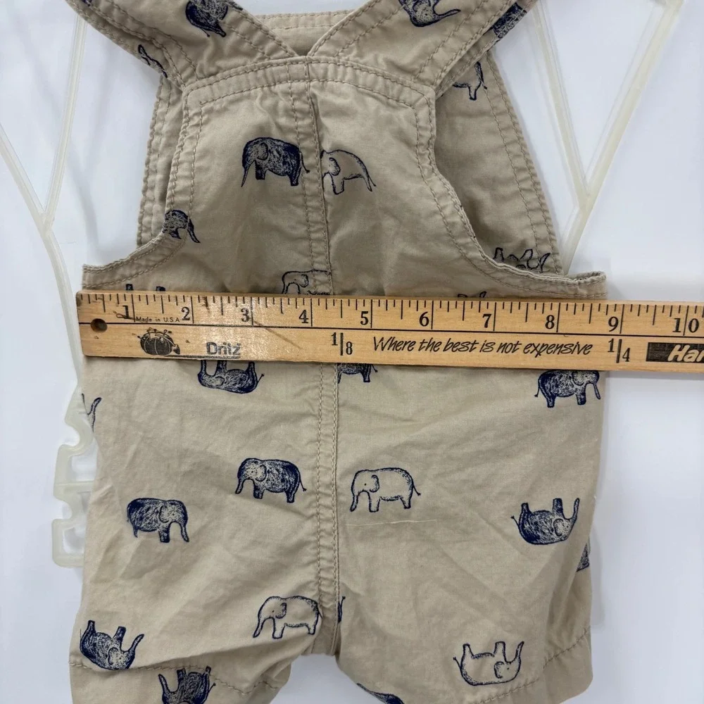 Just One You Carter's Elephant Shortalls Kids 3M Tan Safari Animal Overalls Cute